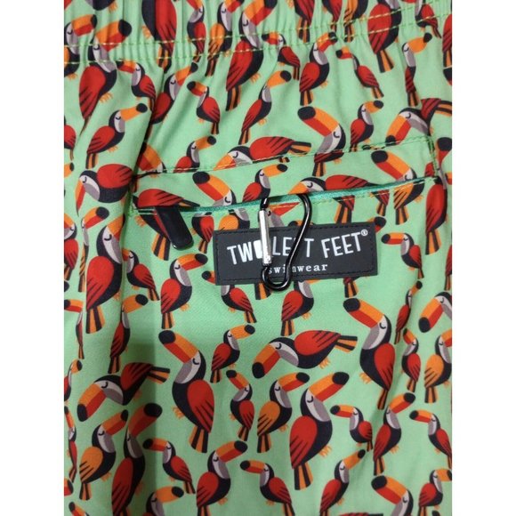 Two Left Feet Toucan Hawaiian Swim Trunks Lined Shorts Men's 38 XXL - Picture 6 of 6
